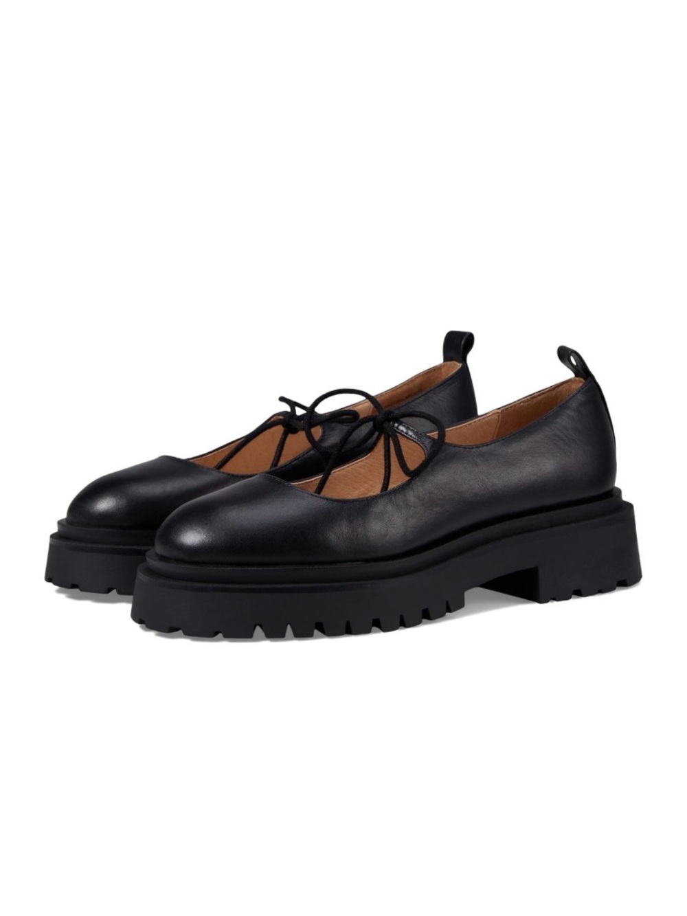Steve Madden Black Leather Lug-Sole Mary Jane